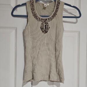 ✨ Studio Y Embellished Ribbed Knit Tank | Beige | Size XS